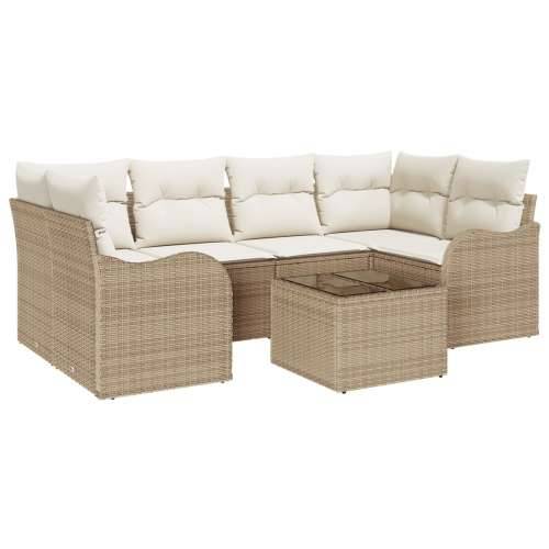 7-dijelni vrtni sofa set s jastucima bež poli ratan, dvosjed vrtni sofa s jastucima bež poli ratan Cijena