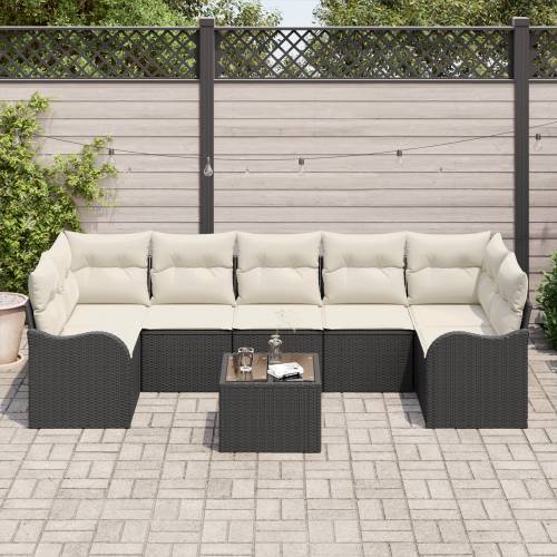 Vrtna garnitura - 8-dijelni set vrtnih sofa s jastučićima crni ratan Cijena