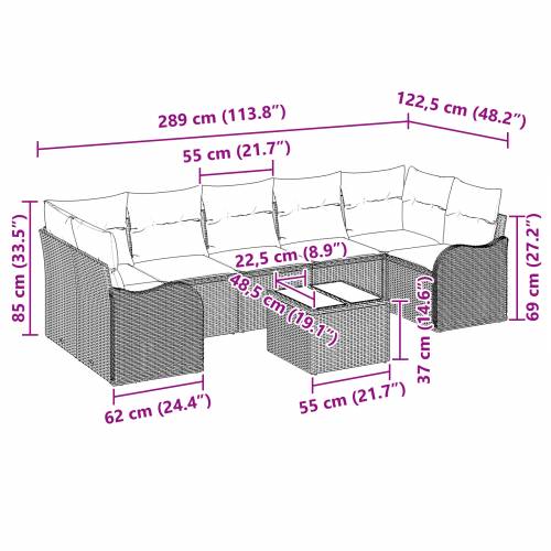 Vrtna garnitura - 8-dijelni set vrtnih sofa s jastučićima crni ratan Cijena