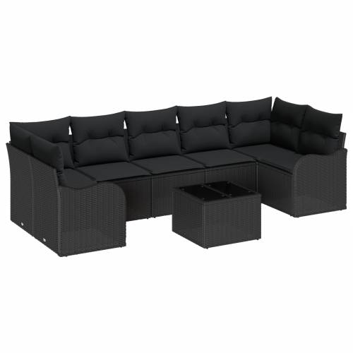 set od 8 komada vrtnog sofas s jastučićima crni poli ratan Cijena