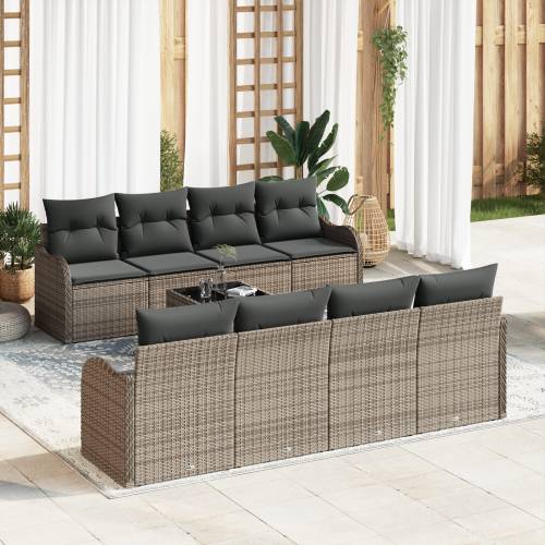 9-dijelni vrtni sofa set s jastučićima siva poli ratan Cijena