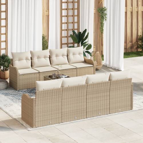 9-dijelni vrtni sofa set s jastučićima Bež Poliratan Cijena