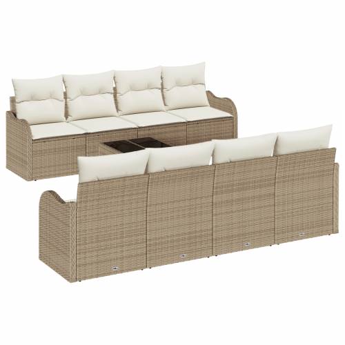 9-dijelni vrtni sofa set s jastučićima Bež Poliratan Cijena