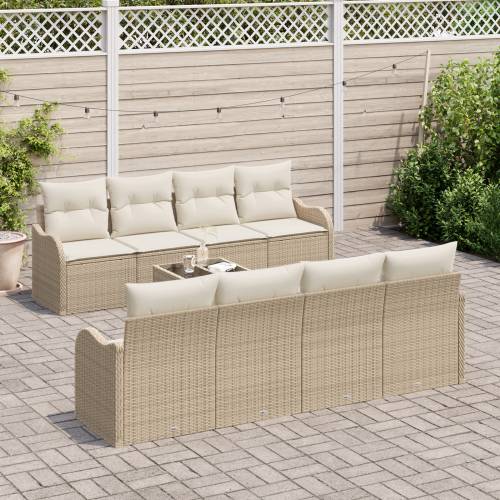 9-dijelni vrtni sofa set s jastučićima Bež Poliratan Cijena