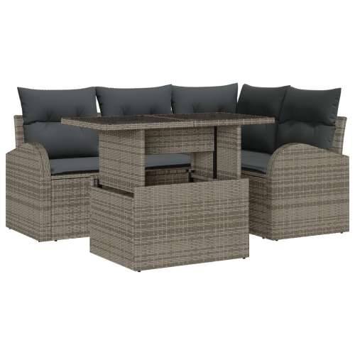 Set vrtne sofe sa jastucima siva Poly Rattan Cijena