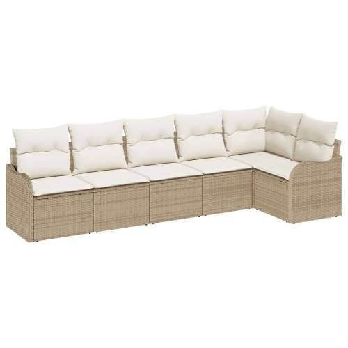 6-dijelni vrtni set sofe s jastučićima bež poli rattan, 2-sjedna vrtna sofa s jastučićima bež poli rattan Cijena
