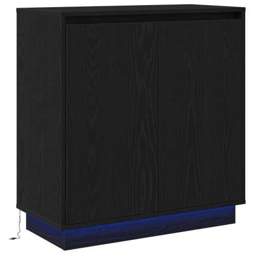 komoda s LED svjetlom, crna hrast, 71x34,5x75 cm, od konstruiranog drveta Cijena