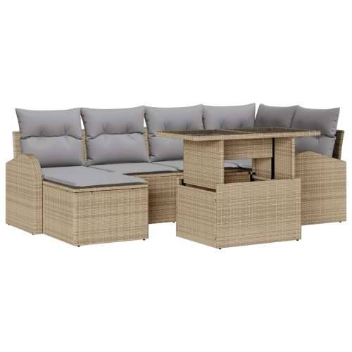 Set vrtnih sofa od 7 dijelova s jastučićima Bež Poli Ratan Cijena
