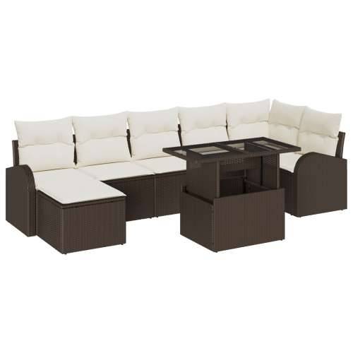 8-dijelni vrtni set sofa s jastučićima smeđa poli ratan Cijena