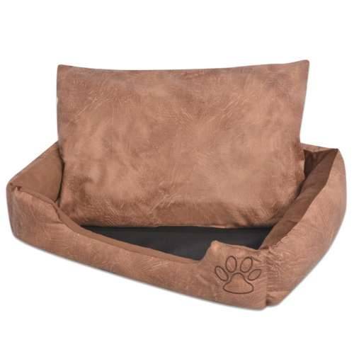 Krevet za pse s jastukom PU umjetna koža veličina S Bež Cijena
