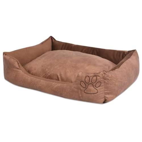 Krevet za pse s jastukom PU umjetna koža veličina S Bež Cijena