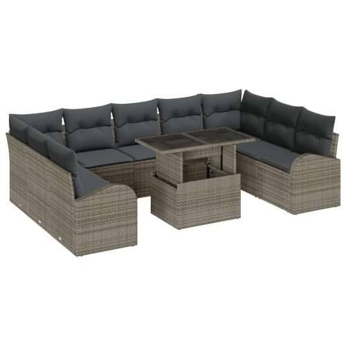 set vrtnih sofa od 10 dijelova s jastučićima sivi poli ratan Cijena