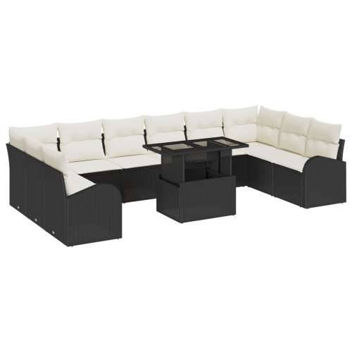 11 komadni vrtni sofa set s navlakama Crni poli ratan Cijena