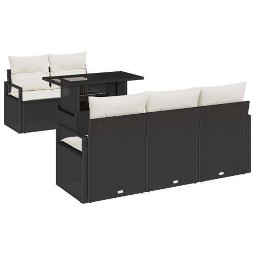 set od 6 komada sofa za vrt s jastučićima crni poli ratan Cijena