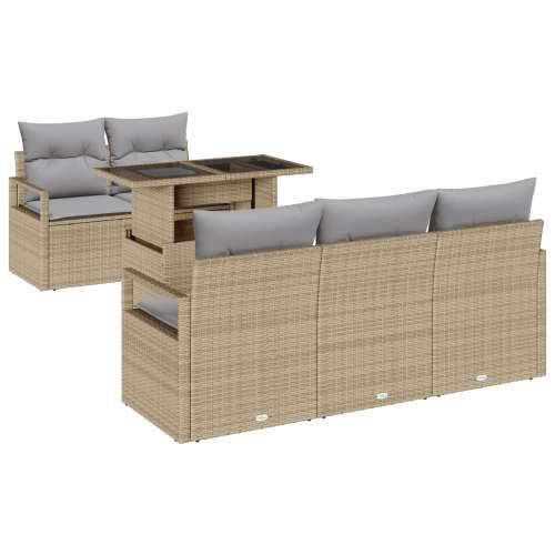6-dijelni Vrtni Sofa Set S Jastučićima Bež Poly Rattan Cijena