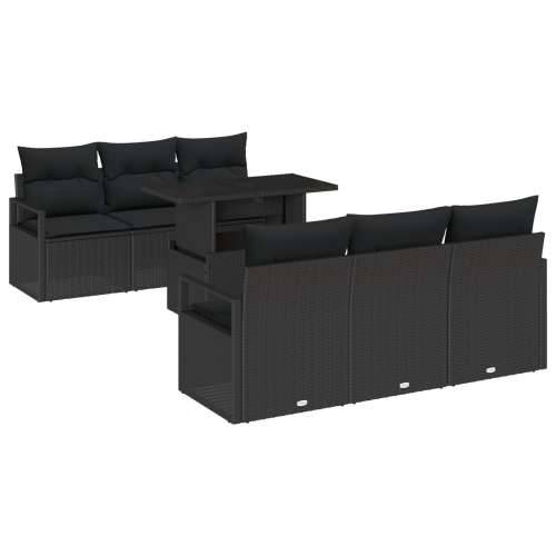 Set od 7 Vrtnih Sofa s Jastučićima Crni Poli Ratan Cijena
