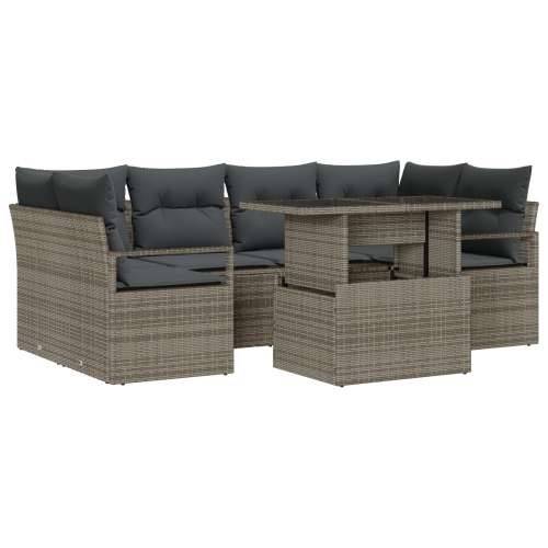 7-dijelni vrtni sofa set s jastucima srebrni poli ratan, 2-sjedalo vrtni sofa s pohranom i jastucima sivi poli ratan Cijena