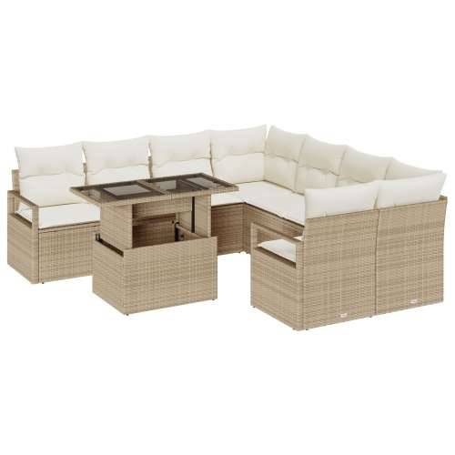 set od 9 komada vrtnih sofa s jastučićima bež poliratana Cijena