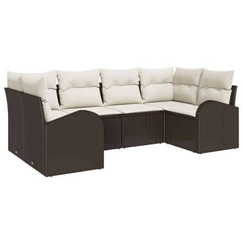 6-dijelni vrtni sofa set s jastucima Smeđa Poli ratan Cijena
