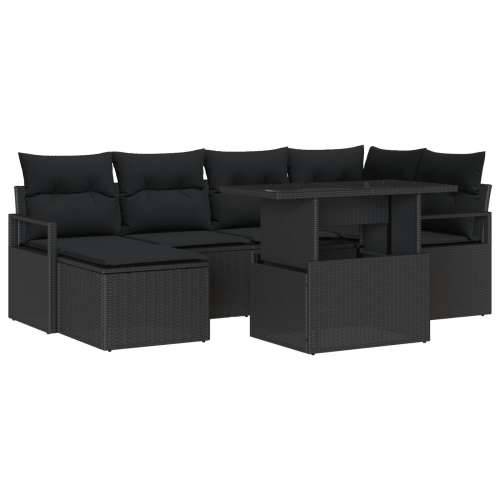 Set vrtnog namještaja s jastucima Crni Poli Ratan, Dvosjed vrtna sofa sa spremnikom i jastucima Crni Poli Ratan Cijena