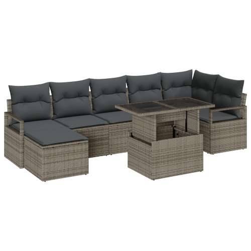 8 Dijelni Vrtni Sofa Set s Jastučićima Siva Poli Ratan Cijena