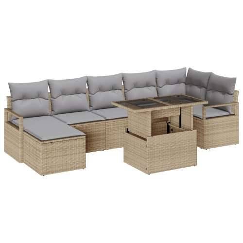 8-dijelni Vrtni Sofa Set s Jastucima Bež Poli Ratan Cijena