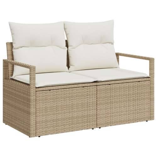 6-Komadni Vrtni Sofa Set s Jastučićima Bež Poli Ratan, 2-Sjedala Vrtna Sofa s Jastučićima Bež Poli Ratan Cijena