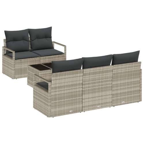 6-dijelni vrtni sofa set s jastucima svjetlosiva poli ratan, 2-sjedalo vrtni sofa s jastucima sivo poli ratan Cijena