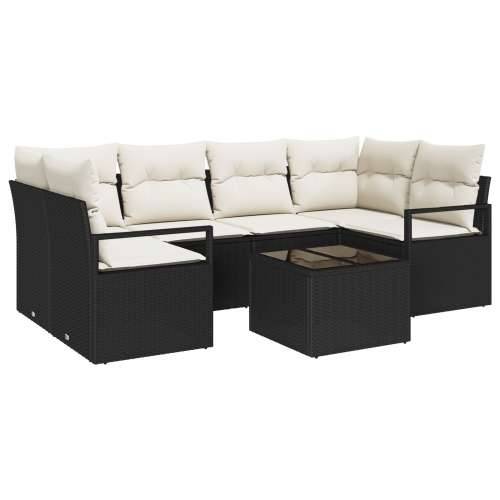set vrtnih sofa od 7 komada s jastučićima crna ratan, 2-sjedna vrtna sofa s jastučićima crna ratan Cijena