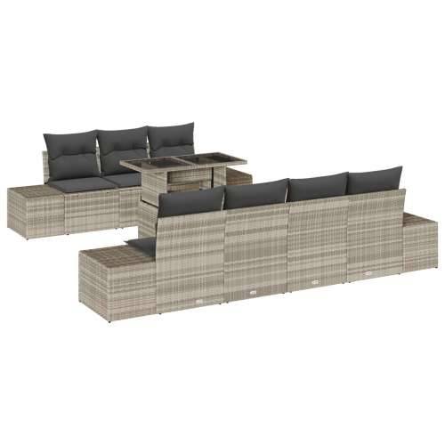 8-dijelni vrtni set sofa s jastučićima svijetlo sivi poli ratan Cijena