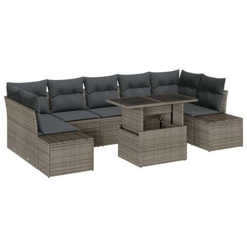 Set vrtnih sofa od 8 dijelova s jastucima sivo poliratan Cijena
