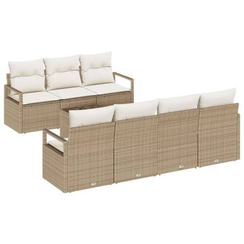 8 komada vrtni sofa set s jastučićima bež poli ratan, 2-sjedni vrtni sofa s jastučićima bež poli ratan Cijena