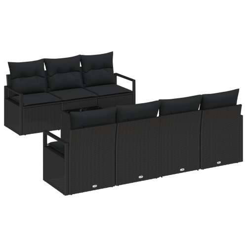 set vrtnog sofe od 8 kom s jastučićima crna poli rattan, 2-sjedala vrtna sofa s jastučićima crna poli rattan Cijena