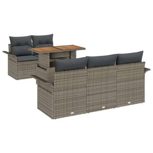 6-komadni vrtni sofa set s jastučićima sivi poli ratan, 2-sjedalna vrtna sofa sa skladištem i jastučićima sivi poli ratan Cijena