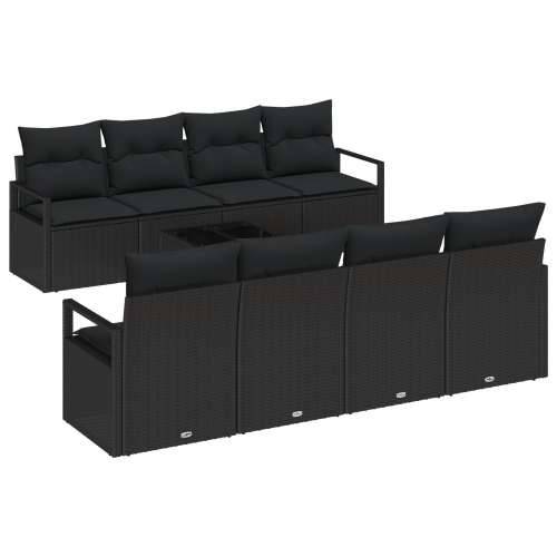 set vrtnih sofa s 9 komada s jastucima crna poli rattan, dvostruka vrtna sofa s jastucima crna poli rattan Cijena