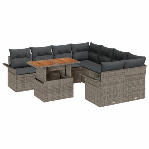 9-dijelni Vrtni Sofa Set s Jastučićima Sivi Poli Ratan Cijena