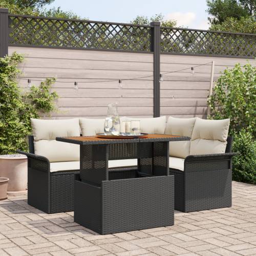 set od 5 vrtnih sofa s jastučićima crni poli ratan Cijena