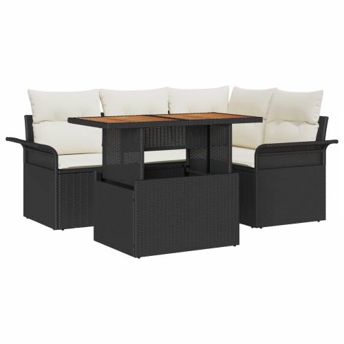 set od 5 vrtnih sofa s jastučićima crni poli ratan Cijena