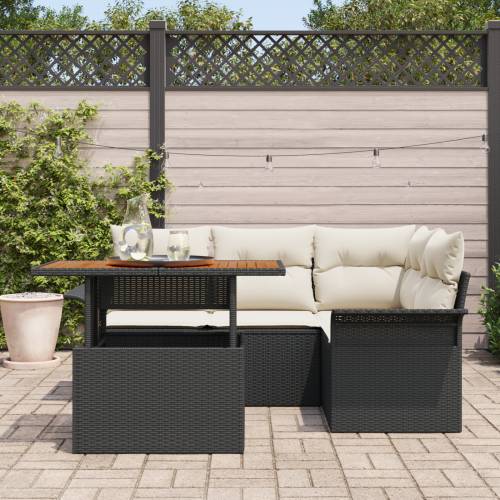 set od 5 vrtnih sofa s jastučićima crni poli ratan Cijena