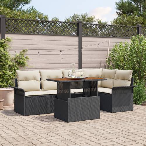 Set od 6 Vrtnih Sofa s Jastucima Crna Poliratan Cijena