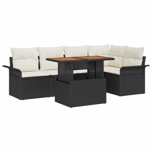 Set od 6 Vrtnih Sofa s Jastucima Crna Poliratan Cijena