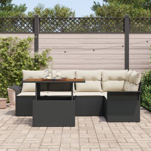 Set od 6 Vrtnih Sofa s Jastucima Crna Poliratan Cijena