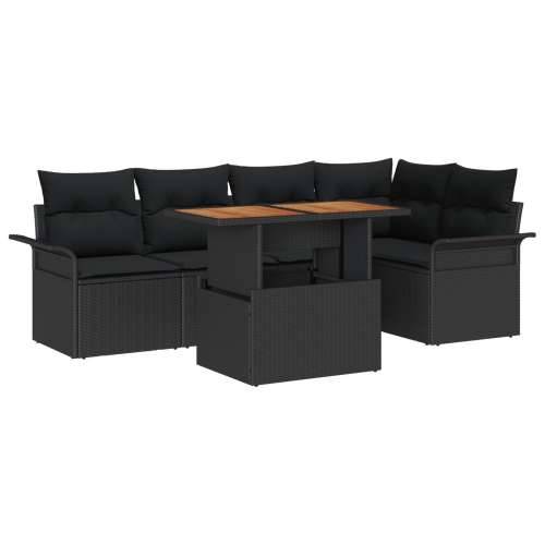 set od 6 komada vrtnih sofa s jastučićima crni poli ratan Cijena