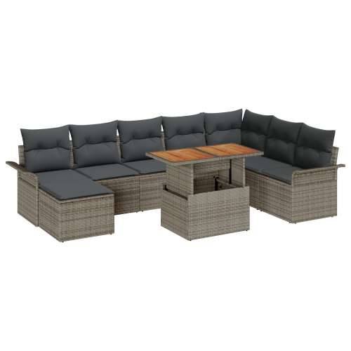 9-dijelni vrtni sofa set s jastučićima u sivoj boji poli ratan Cijena
