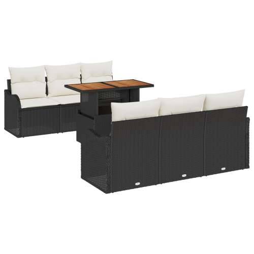set od 7 komada vrtne sofa s jastučićima crni poliester ratan Cijena