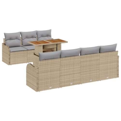 8-dijelni vrtni sofa set s jastučićima Bež Poli Ratan, 2-sjedalna vrtna sofa sa skladištem i jastučićima Bež Poli Ratan Cijena