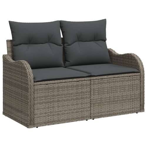 set od 7 komada vrtnih sofa s jastucima siva poli ratan, dvosed vrtna sofa s ladicom i jastucima siva poli ratan Cijena