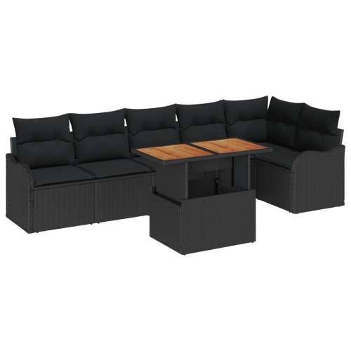 Set vrtnog kauča od 7 komada s jastučićima Crni Poli Ratan, 2-sjedna vrtna sofa s prostorom za pohranu i jastučićima Crni Poli R Cijena