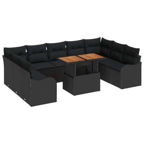 10 komada set vrtnih sofa s jastučićima Crna poli ratan, 2-sjedna vrtna sofa s pohranom i jastučićima Crna poli ratan Cijena