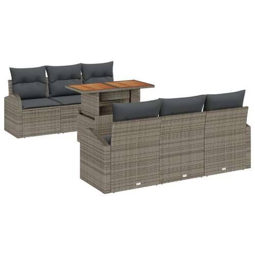 set od 7 dijelova vrtnih sofa s jastučićima Siva Poly Ratan Cijena